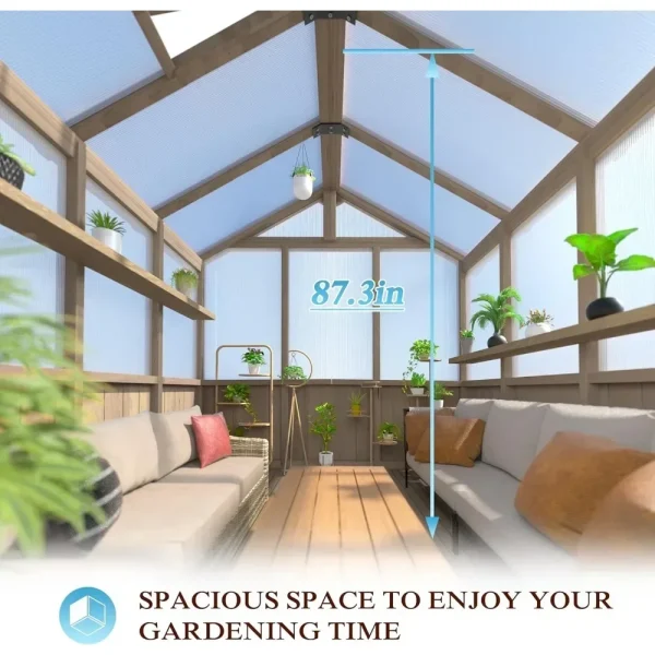 8x16ft Greenhouse - Wood And Polycarbonate 5